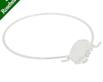 10PCS 16MM  Round Bezel Silver Plated Bracelet,Cuff,Adjustable,Bracelet Blanks,Cuff Bracelet Blank C3194