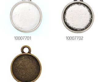 20pcs Round Pendant trays,pendant settings, fit 12mm round cabochons 100077