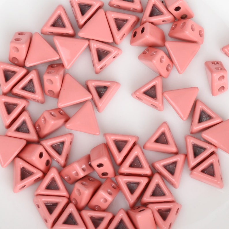 Triangle Shape 2-Hole Beads for Bracelets 5PCS 103236 7*7*4mm Enamel Tile Beads