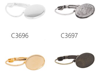 50PCS 10x14mm French Lever Back Earring Blank,fit 10x14mm oval cabochons,buttons