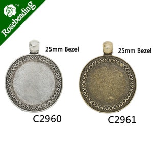 10PCS 25mm Round Zinc Alloy Cameo Cabochon Base Setting Pendants, fit 25mm cabochons