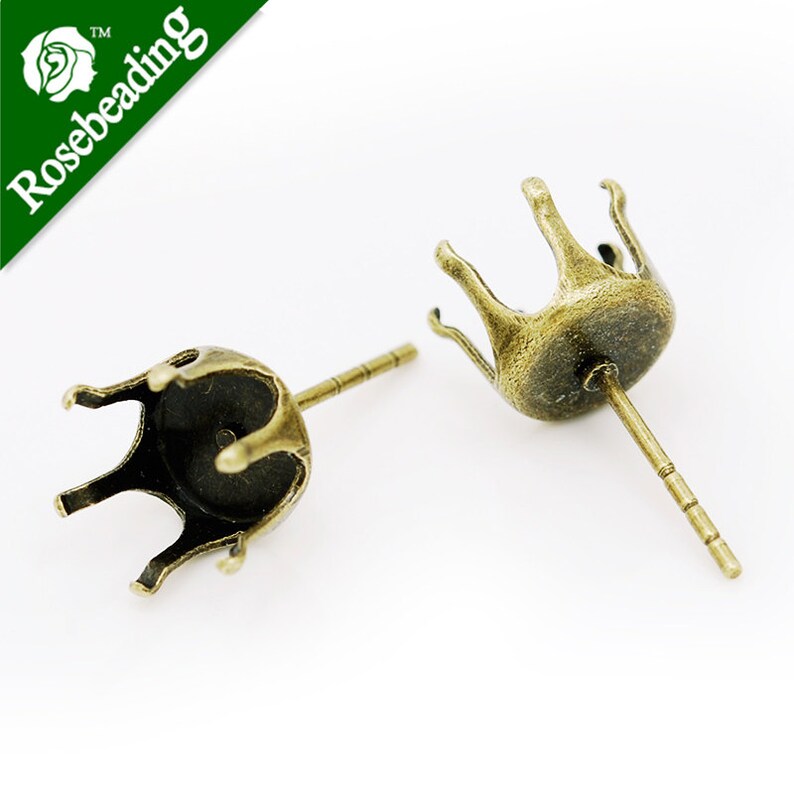 20Pcs Suitable for ss38 Bezel Earrings Crown Claw Setting Earring Stud 8mm 20Pcs Suitable for ss38 Bezel Earrings Crown Claw Setting Earring Stud 8mm