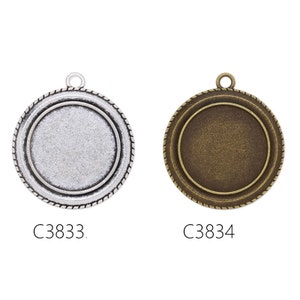 20PCS 25mm Round Zinc Alloy Cameo Cabochon Base Setting Pendants, fit 25mm cabochons