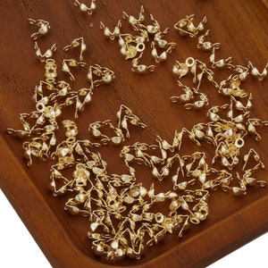100PCS 14k Gold Filled Clamshell End Tip Beads with 2 Rings 10413150