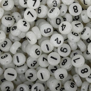 7*3.4mm Number Beads Acrylic Alphabet Beads 1.3mm Hole 100 Pcs/Bag Mixed 10311850
