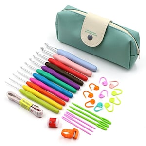 1 Set (11 Pieces) Crochet Hooks Set TPR+Aluminum Ergonomic Crochet Hooks with Case 10311650