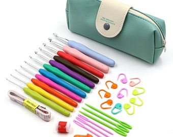 1 Set (11 Pieces) Crochet Hooks Set TPR+Aluminum Ergonomic Crochet Hooks with Case 10311650