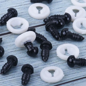 6/8/9/12/18mm Animal eyes with plastic washers Plastic Eyes black Amigurumi Eyes Threaded animal Safety Eyes Craft Eyes Pick Size 1024