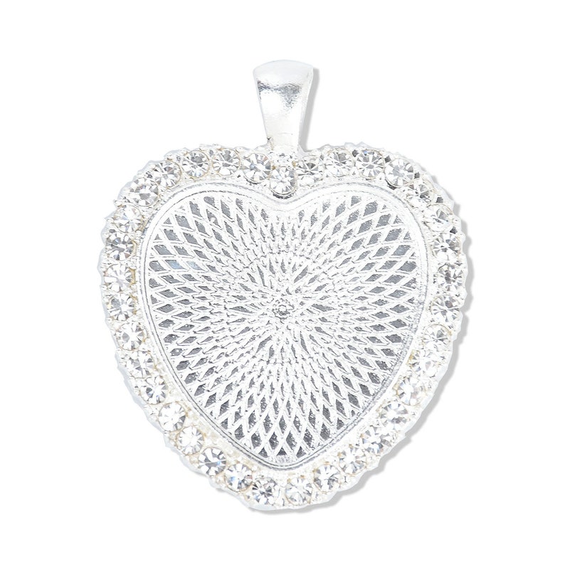 10pcs 25mm Heart Shape Rhinestone Pendant Trays Jewelry Etsy