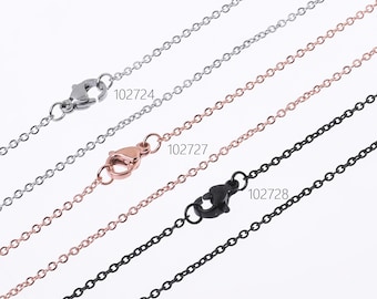 304 Stainless Steel Cable Chain, cross chain necklace, 1.6*0.4mm cable chain, 18"/20"/24" length to choose, DIY necklace 10pcs