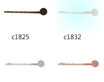 200 SILVER Plated Metal ~ PINK ~ BOBBY PINS Blanks Findings Forms 2" w/ 8mm Pad 200 SILVER Plated Metal ~ PINK ~ BOBBY PINS Blanks Findings Forms 2" w/ 8mm Pad