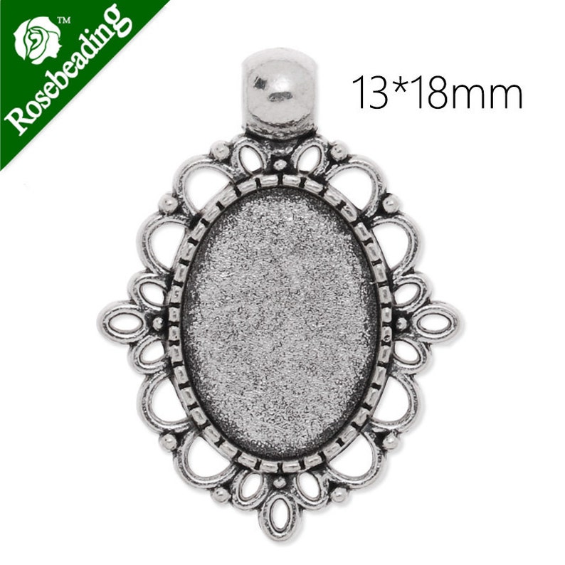 20PCS Flower Shape Zinc Alloy Cameo Cabochon Base Setting Pendants,fit 13x18mm cabochons