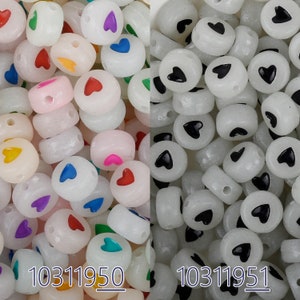 7*3.6mm Acrylic Heart Beads 1.3mm Hole 100 Pcs/Bag Mixed Color 103119