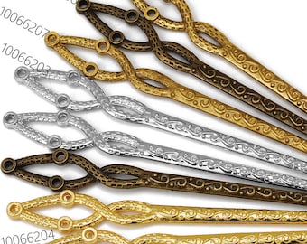 Può includere: Cinque fermagli per capelli decorativi in metallo in finiture dorate, argentate e bronzo. I fermagli hanno un design attorcigliato e decorato con un motivo floreale. I fermagli sono lunghi circa 7,6 cm.