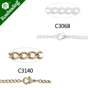 20PCS 3x4.5mm Brass  Necklace Chain For Jewelry Making,Self Closing Clasp,Length 50cm