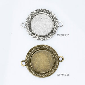 Pendant Base Pendant blank Settings Double Loop alloy Pendant Charm fit 20mm round cabochons Connectors Findings 10pcs 102943
