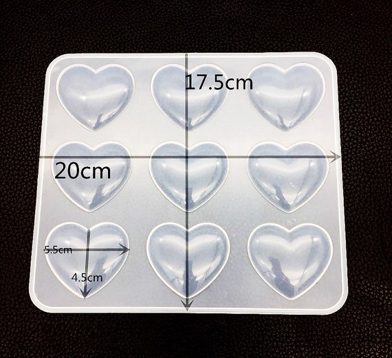 9 Grid Heart Silicone Resin Mold 188x165mm M-LYY-HET001 - GlittersMall