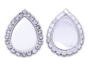 10 Water Drop Silver Pendant Tray Cabochon Setting Jewelry accessories Gemstone Bezel Blank  10123301