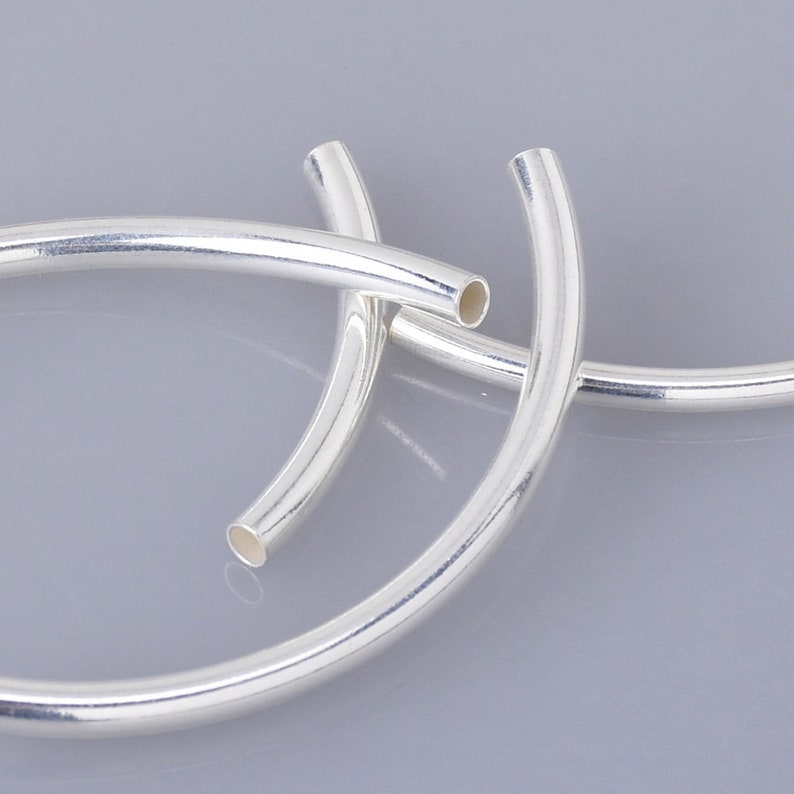 Sterling Silver Noodle Tube Beads Curved Silver Tube Beads Etsy