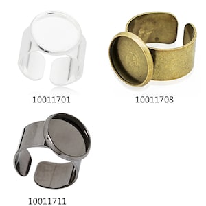 20PCS Adjustable Ring Base Setting  with 14mm Round bezel, fit 14mm round cabochons