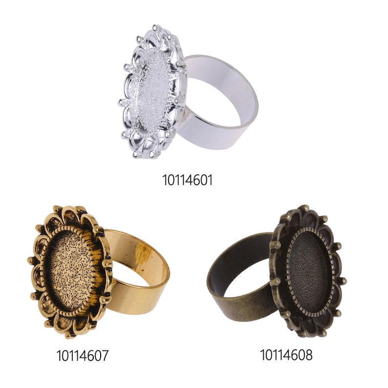 Flower Ring Base Findings 5 Vintage Ring Setting Cameo Ring Base Ring Mounting fit 16mm Round Cabochon