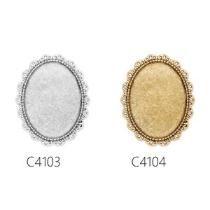 10pcs Cameo Brooch base with bezel, fit 30x40mm oval cabochons