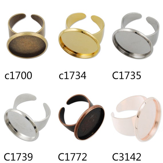10 Stück verstellbare Ring Base Rohlinge Cabochons ovale Form Lünette