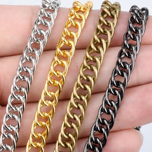 7.5mm Width Purse Chain Metal Shoulder Handbag Strap Double Chain Crossbody Bag Strap Chain with Clasps 60cm/120cm to choose 1pcs 10281