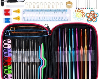 1 Set (22 pezzi) Uncinetto Set di uncinetto in acciaio inossidabile + alluminio Ganci ergonomici all'uncinetto con cassa 10311550