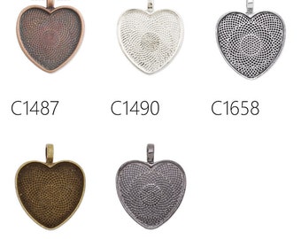 20pcs 1 inch (25mm)  Heart Blank Bezel settings ,Photo Tray Heart Pendant Blank Bezel,Pendant Settings for 1" Inch Heart Cabochons