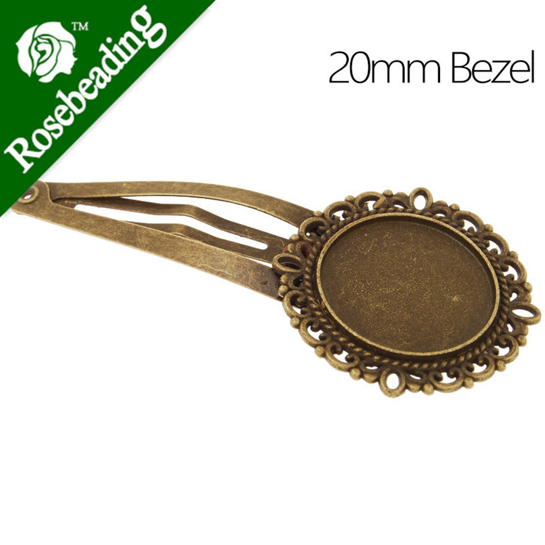 20pcs Antique Bronze Brass Bobby Pin With 20mm Round Bezelfit Etsy