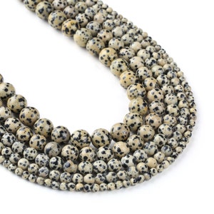 15" Full Strand Natural Dalmatian Jasper Beads 4/6/8/10/12mm Round Beads DIY Gemstone Jewelry Wholesale 103043