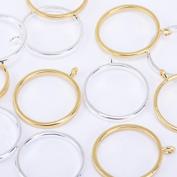 34mm Open Back Pendant Round Frame Pendant Resin bezel charms,sold 10pcs//lot,gold plated