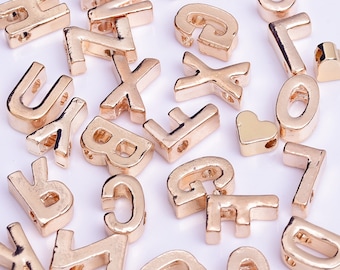Juego completo de colgante de letra de aleación de oro rosa con 26 letras iniciales mayúsculas, collar con nombre personalizado, 10 piezas, 101979
