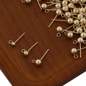 10PCS 14k gold filled Ball Stud Earring with open ring,Sterling Silver Needle,3/4/5mm Ball sizes for choose 104073