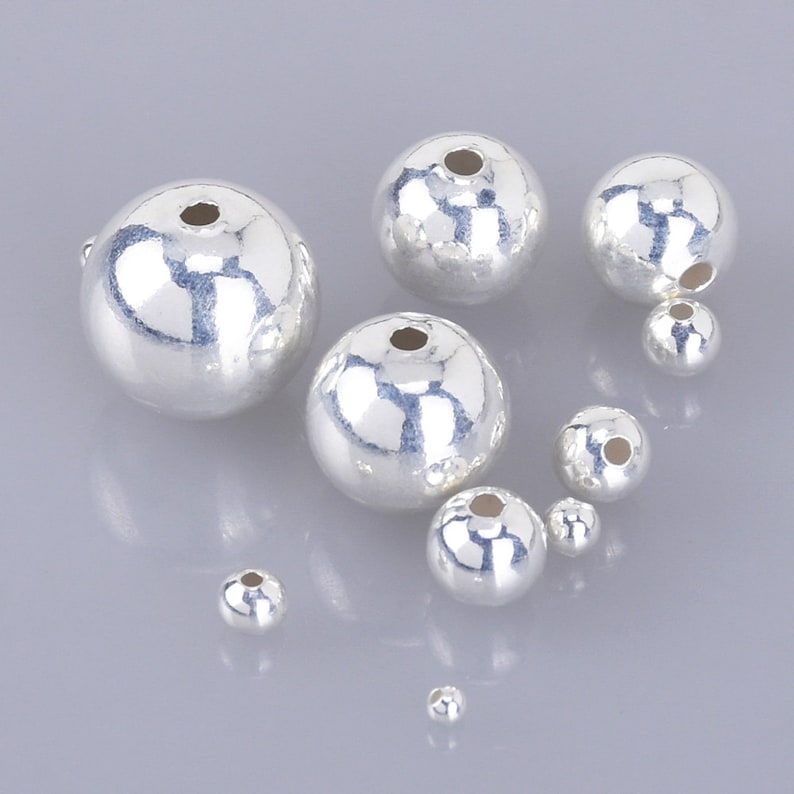 925 Sterling Silver Round Spacer Beads Round Seamless Beads Etsy