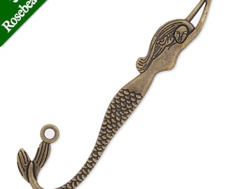 10PCS 20x81mm Antique Bronze Mermaid Metal Bookmark,Charm Book Jewelry C3927