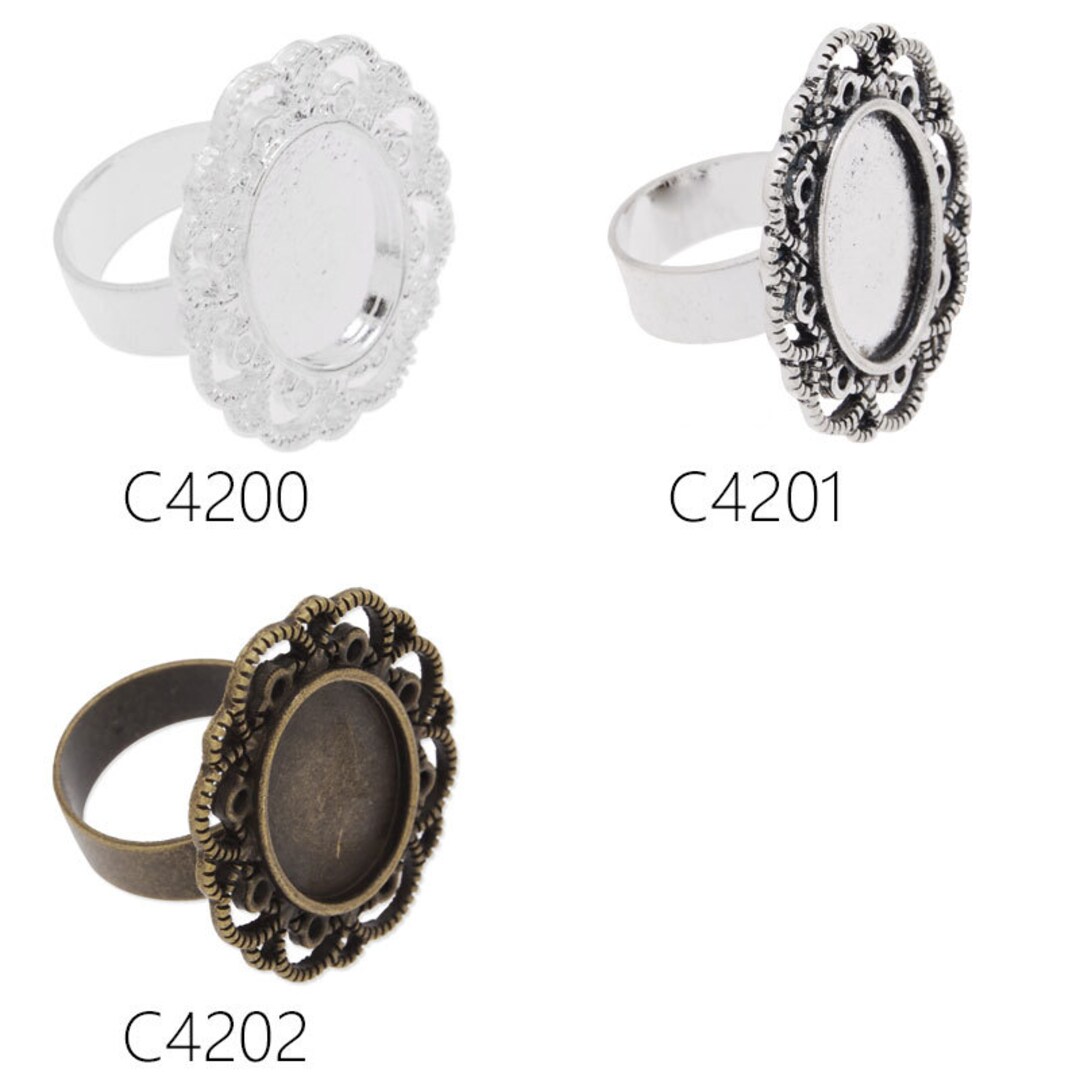 20PCS Adjustable Shallow Bottom Ring Base Setting With Oval Bezel,fit ...