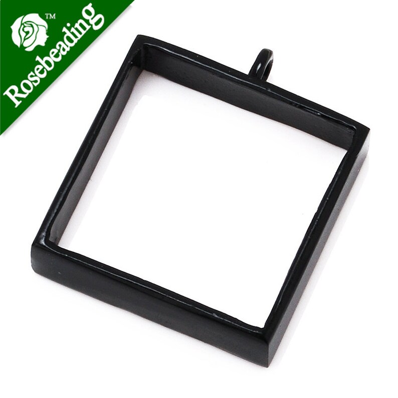 Open Back for Resin Polymer 10PCS 25*25mm Square Open Back Bezel Pendant etc Open Back Frame with 1 Loop 100229