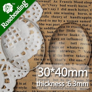 50PCS 30x40mm oval Flat Back clear Crystal glass Cabochon,Top quality -C1064