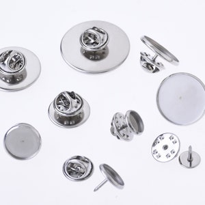 Stainless Steel Brooch base Settings fit 6/8/10/12/14/16/18/20/25mm round cabochon Tie Tack Blank Pins DIY Jewelry 20pcs 102683