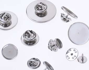 Stainless Steel Brooch base Settings fit 6/8/10/12/14/16/18/20/25mm round cabochon Tie Tack Blank Pins DIY Jewelry 20pcs 102683