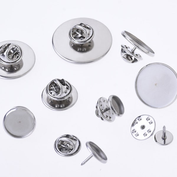 Edelstahl Brosche Basis 6/8/10/12/14/16/18/20/25mm rund Cabochon Tie Tack Blank Pins DIY Schmuck 20Stk 102683