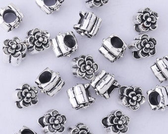 50 Tibet Silber Blume Spacer Perlen passen Charme europäischen Armband 10095702