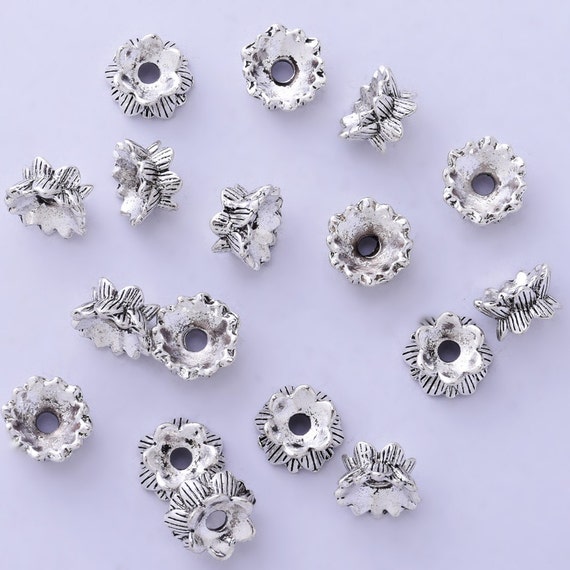 50/100Pcs Tibetan silver flowers tube Charms spacer beads Jewelry Finding SH3085 