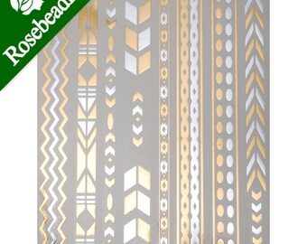 5 Sheets 20*15mm Metallic Gold Temporary Tattoos,Waterproof Metallic Tattoos,Gilded Jewelry Tattoo,Party Favors Metallic Tattoos