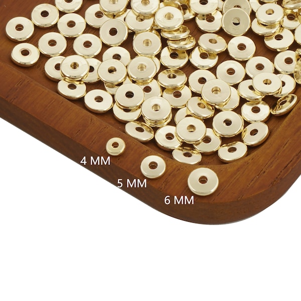 14k Gold Filled Flat Spacer Beads - Coin Disk and Disc Styles in 4mm, 5mm, 6mm Sizes 104036