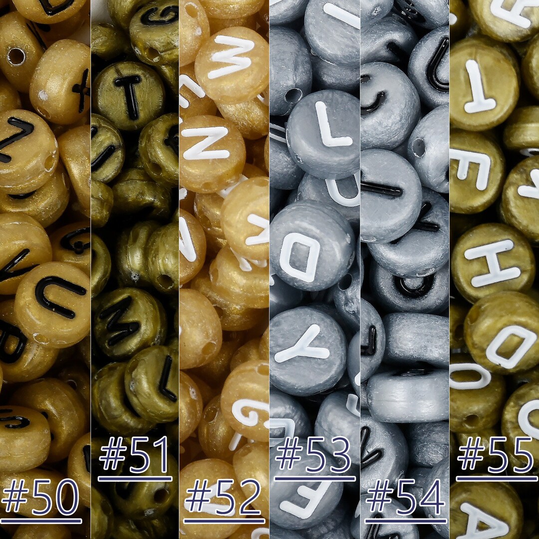 7*3.4mm Acrylic Alphabet Beads ABC Beads Name Beads 1.3mm Hole 100 Pcs ...