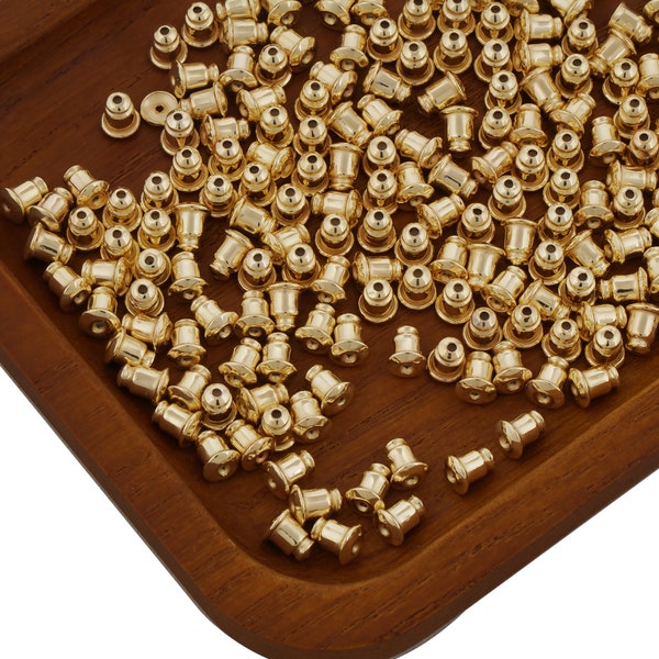 50PCS 14k Gold Filled Earring Stopper Bullet Earring Backs Silicone Ear Nuts 10413050