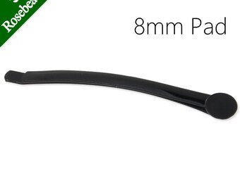 Black Brass Bobby Pin With 8mm pad, hair clip, bobby pin, bobby blank 20pcs C4489